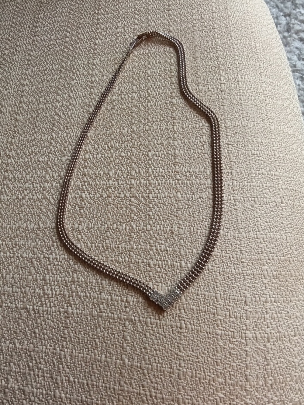 Crystal Vintage Plated Chain Necklace with Center V Accent